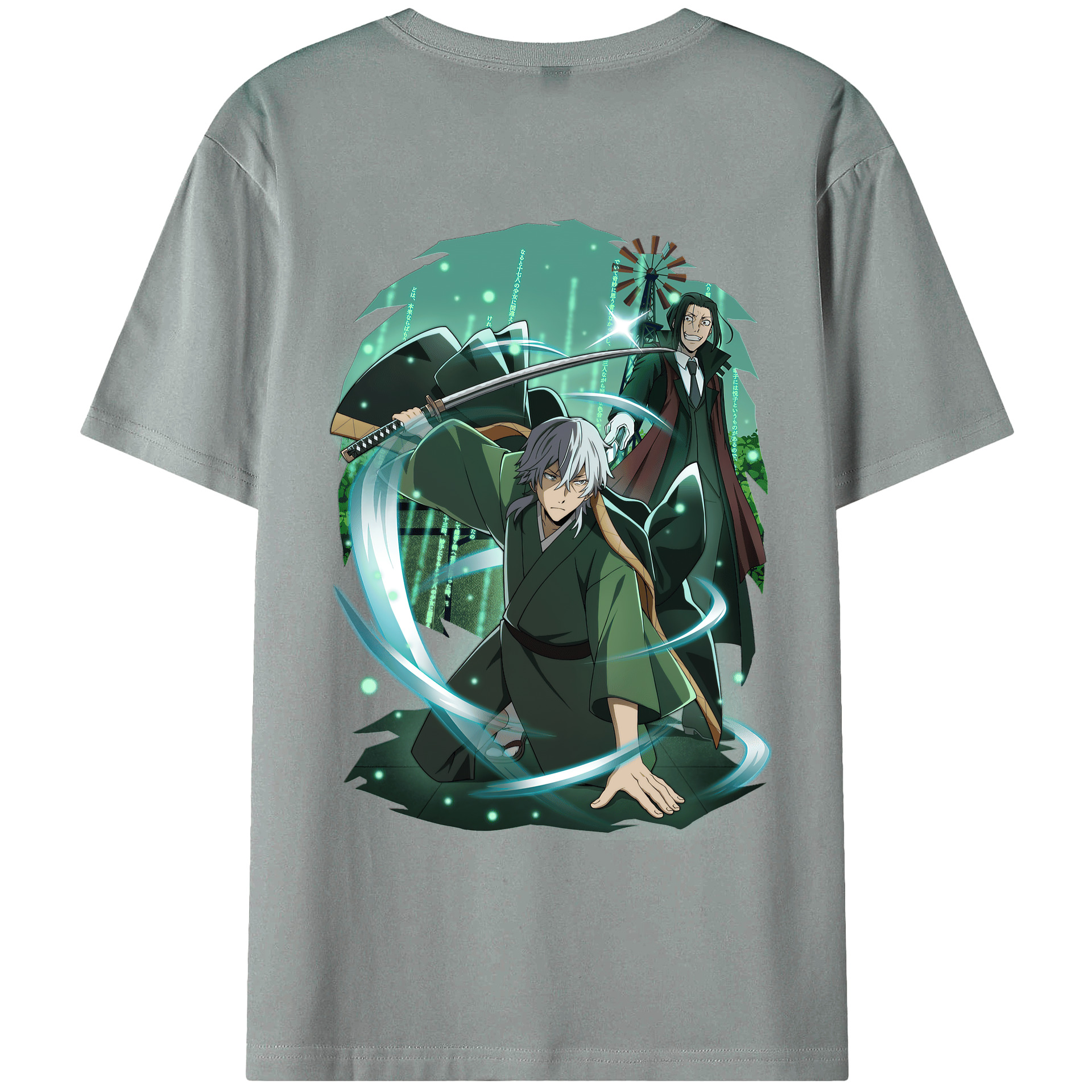 （画像用） 文豪ストレイドッグス Bungo Stray Dogs 綿100％ メンズ半袖Tシャツ（バックプリント） 通気性